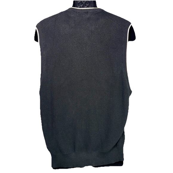 VTG 90s EDDIE BAUER XL Black White Ebtek Golf Embroidered Cotton Sweater Vest - Picture 3 of 7